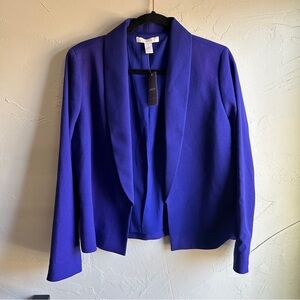 NWT Chico’s Crepe Shawl Collar Jacket in Brookside Blue size 1 or Size 8 Relaxed